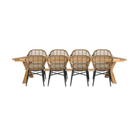 Reclaimed Teak Dining Table 320cm with 8 Natural Wicker Deck Chairs