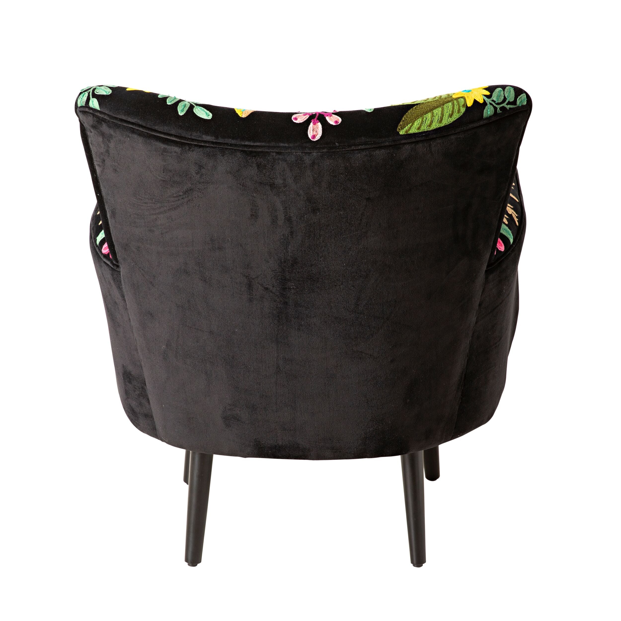 Blossom Embroidered Armchair Black