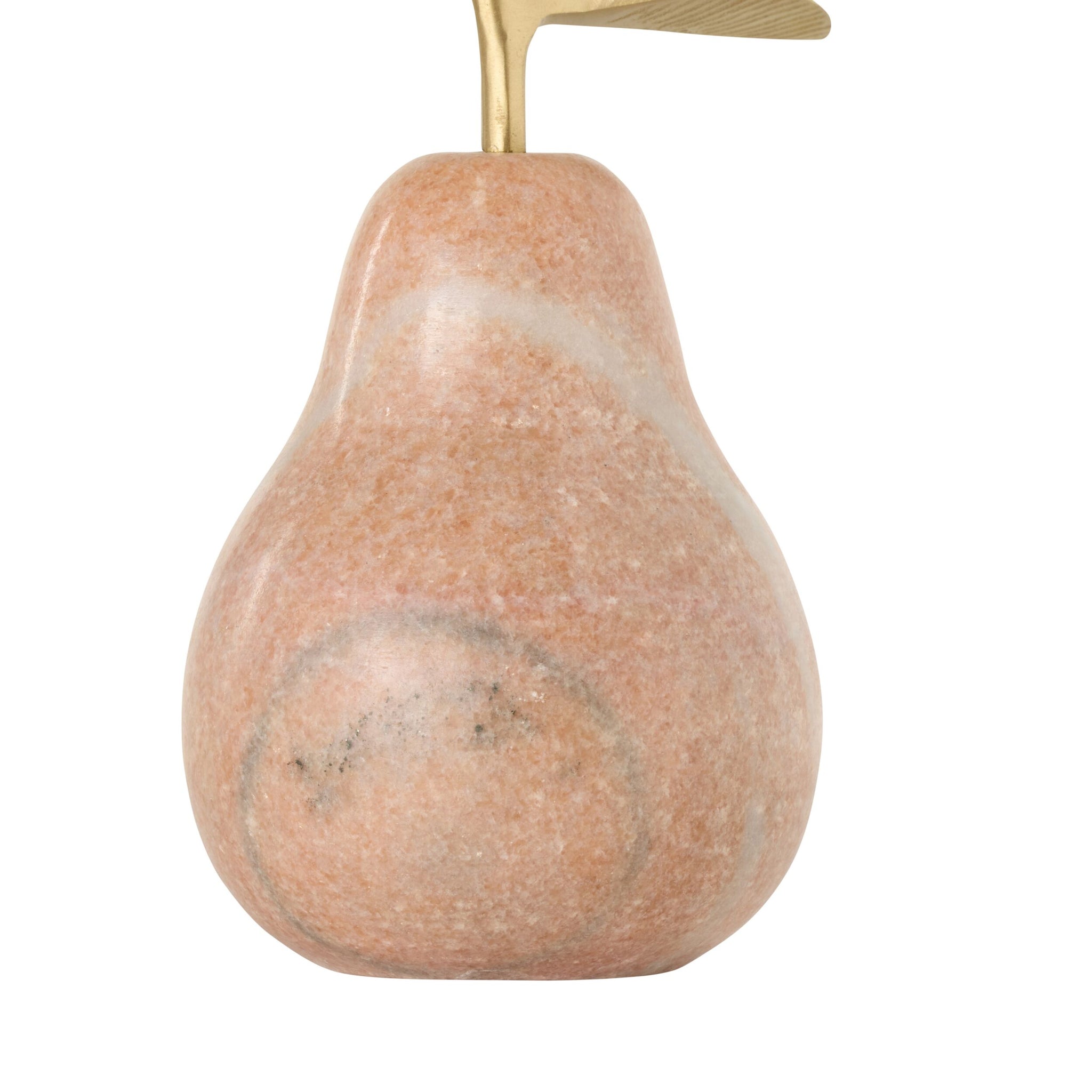 Pink Marble Pear With Brass Leaf