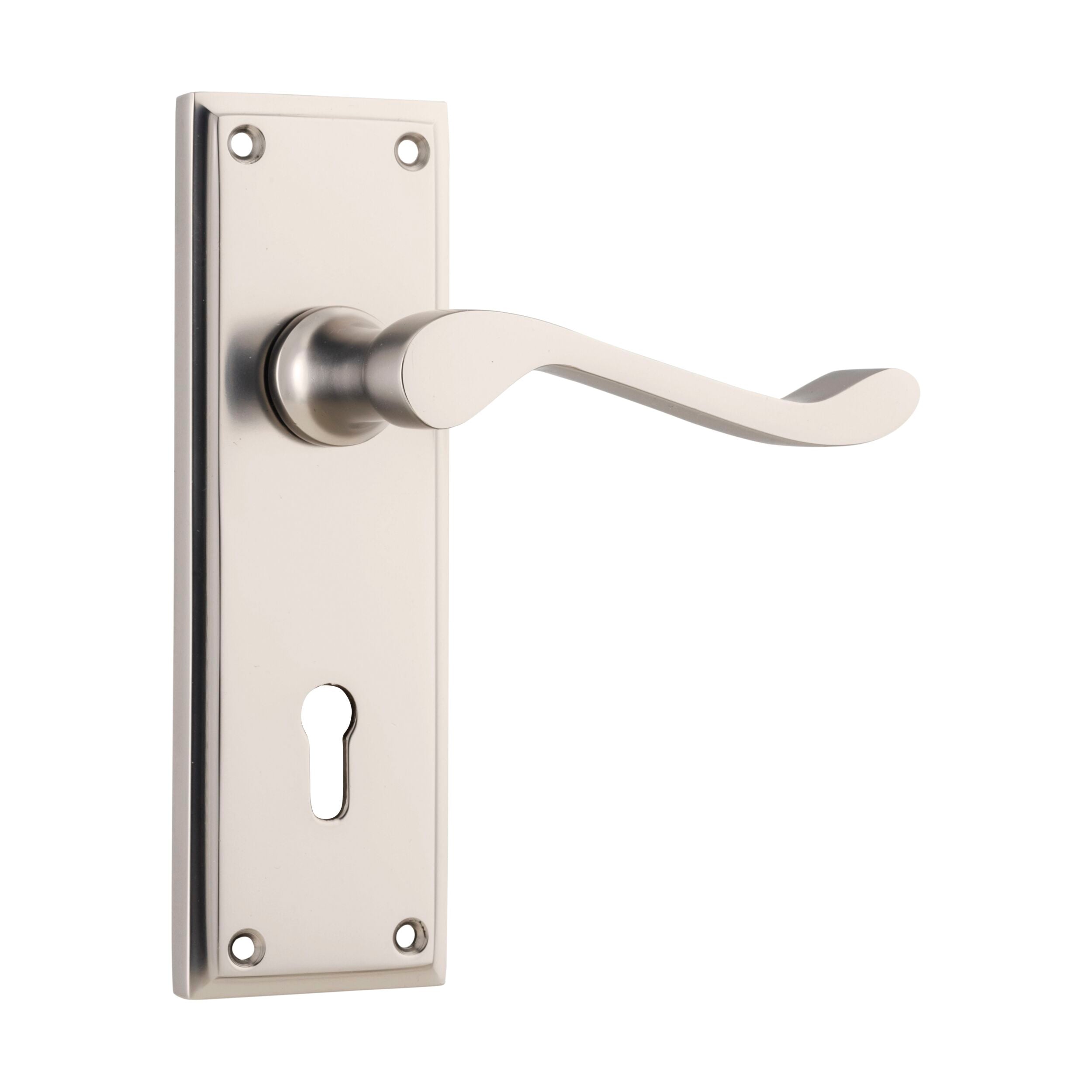 6556 Door Lever Camden Lock Pair Satin Nickel H152xW50xP60mm