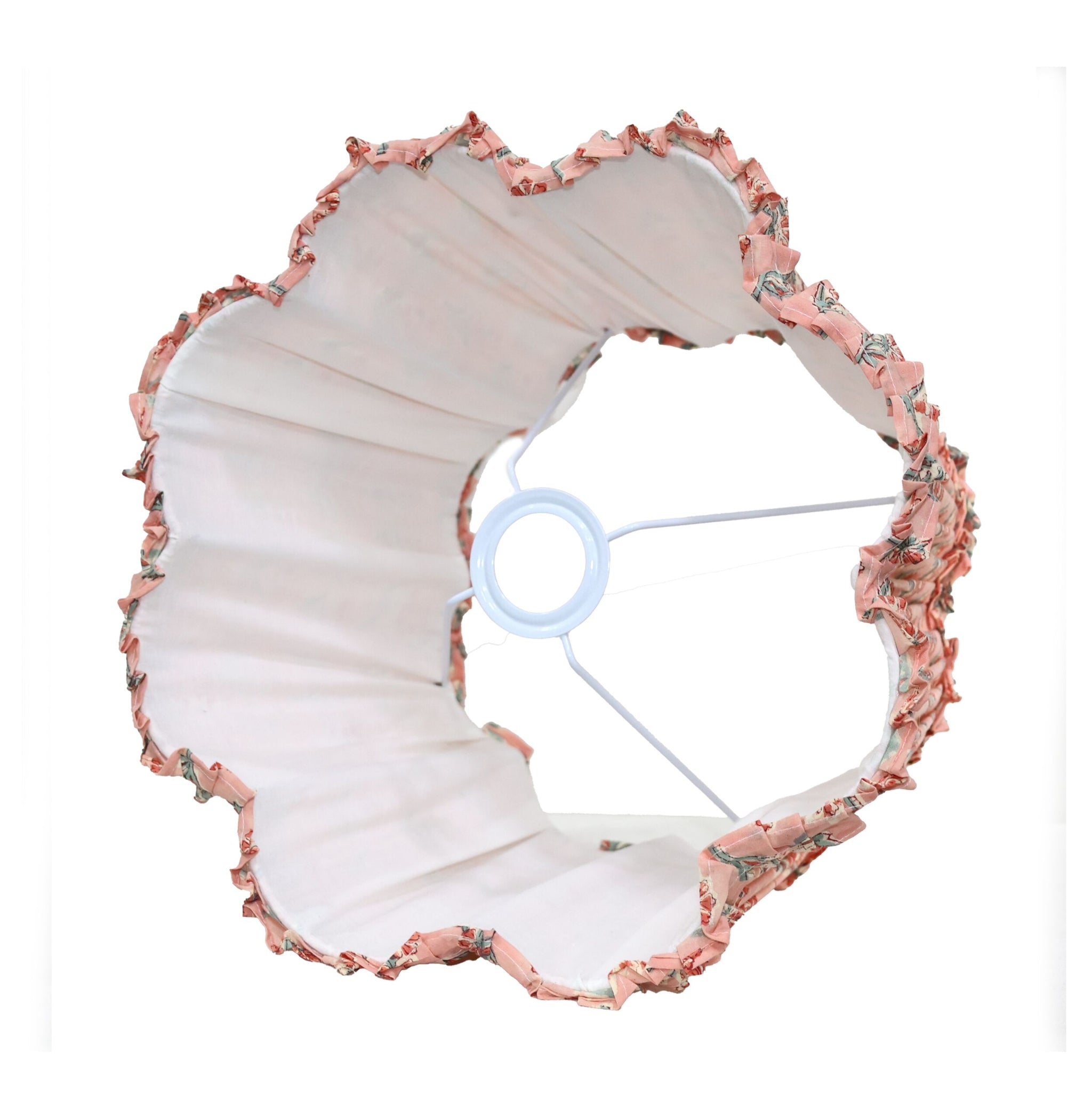 Loni Scallop Tapered Shade Peach Floral 35cm