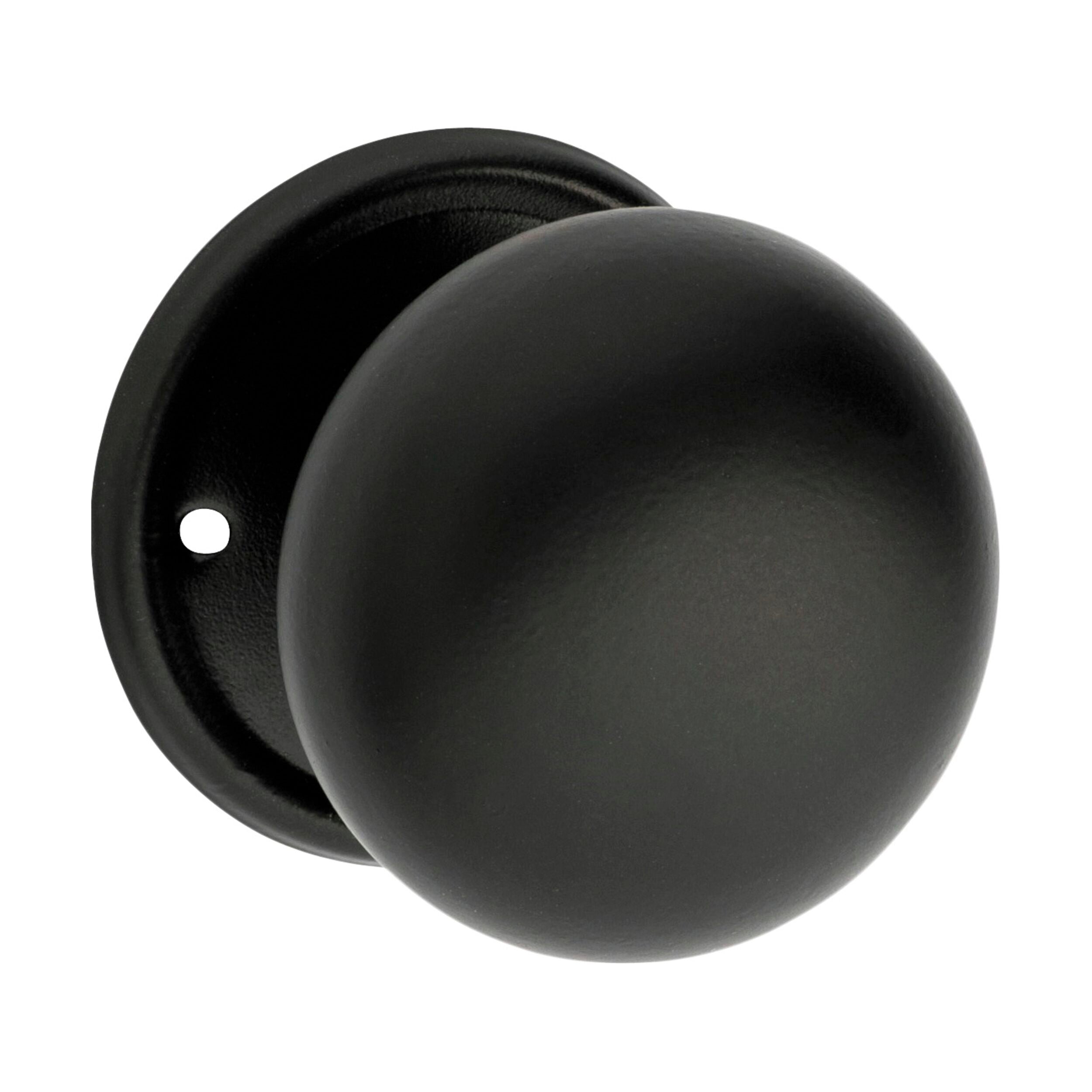 0930 Door Knob Plain Round Rose Pair Matte Black D54xP53mm BP54mm