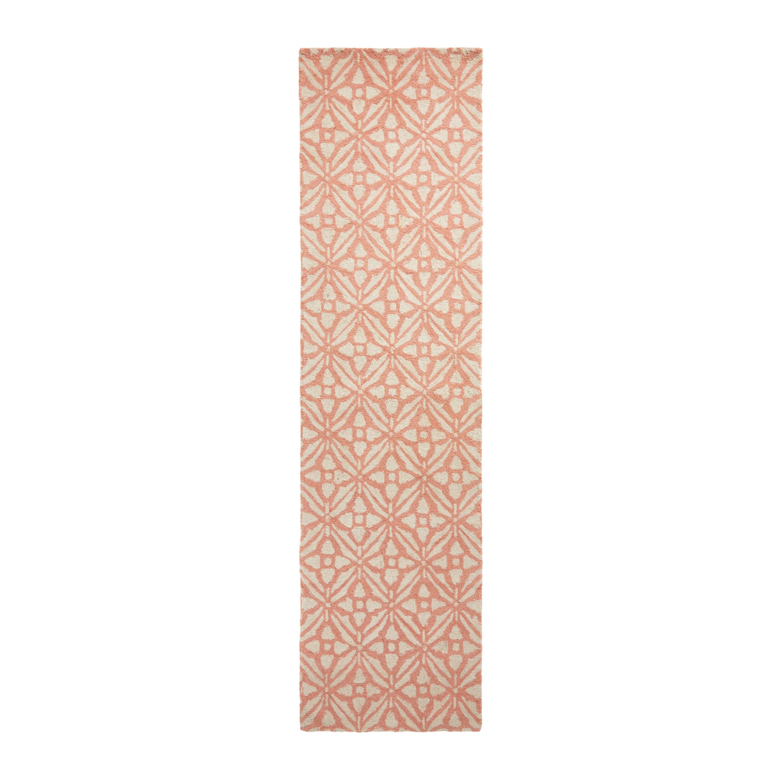 Casablanca Tile Hand Tufted Wool Blend Blush Runner 80x300cm