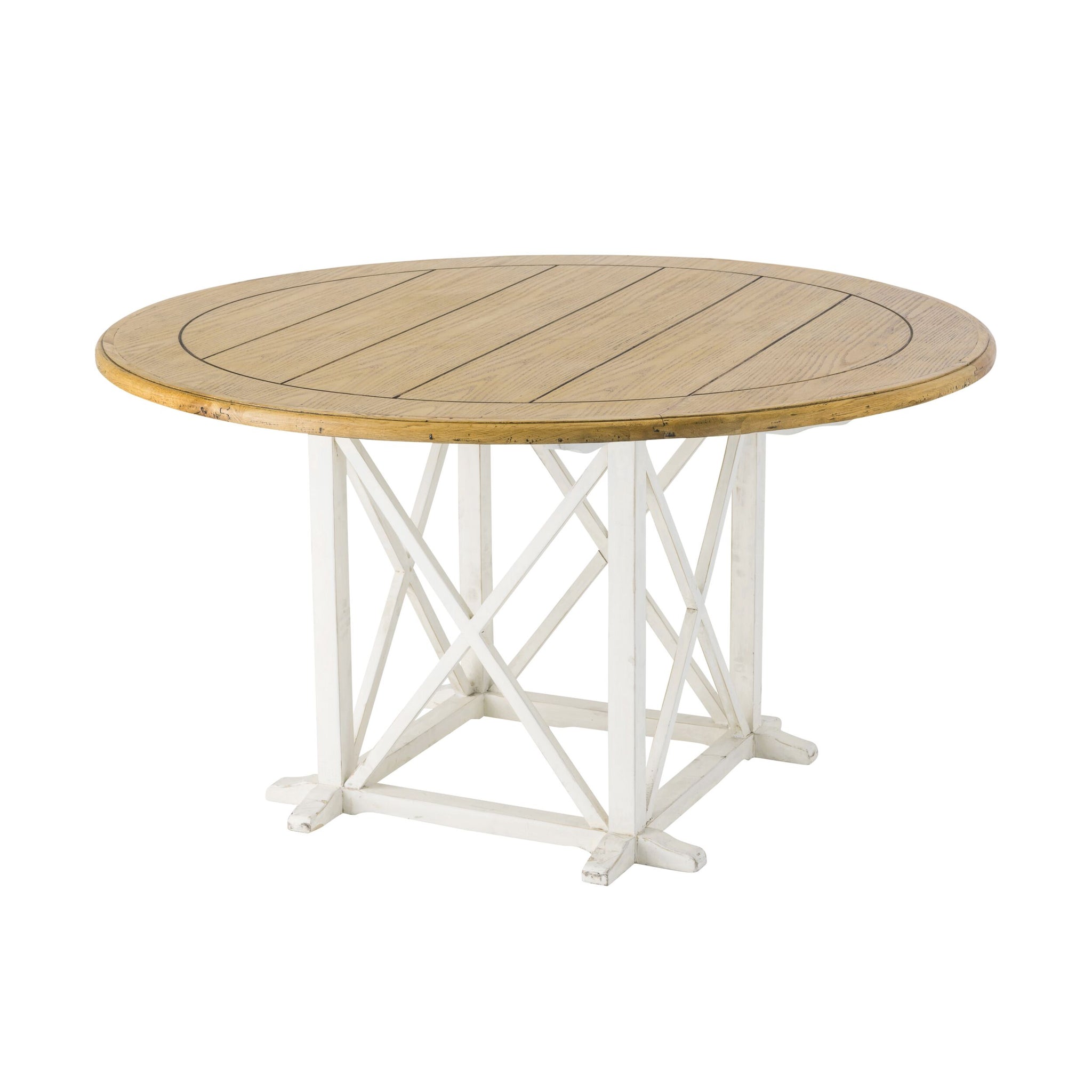 Provincial Oak Round Dining Table 140cm Distressed White