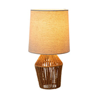 Beatrice Rattan Linen Table Lamp 32cm