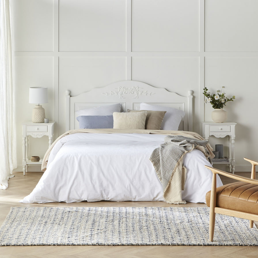 Kira Diamond Hand Woven Blue & Cream Rug 240x150cm