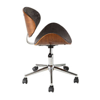 Jetson Desk Chair Timber Veneer Back Brushed Basalt Velvet