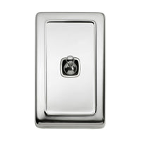 5942 Switch Flat Plate Toggle 1 Gang White Chrome Plated H115xW72mm