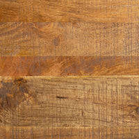 A close-up of the Fulham 2 Drawer Desk's mango wood surface highlights its natural grain, knots, and varied brown tones—ideal for lending a contemporary edge to any space.