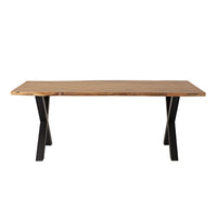 Live Edge Cross Leg Timber Dining Table 200cm