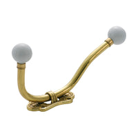 3983 Hat & Coat Hook Porcelain Tip Traditional Polished Brass H175xP85mm