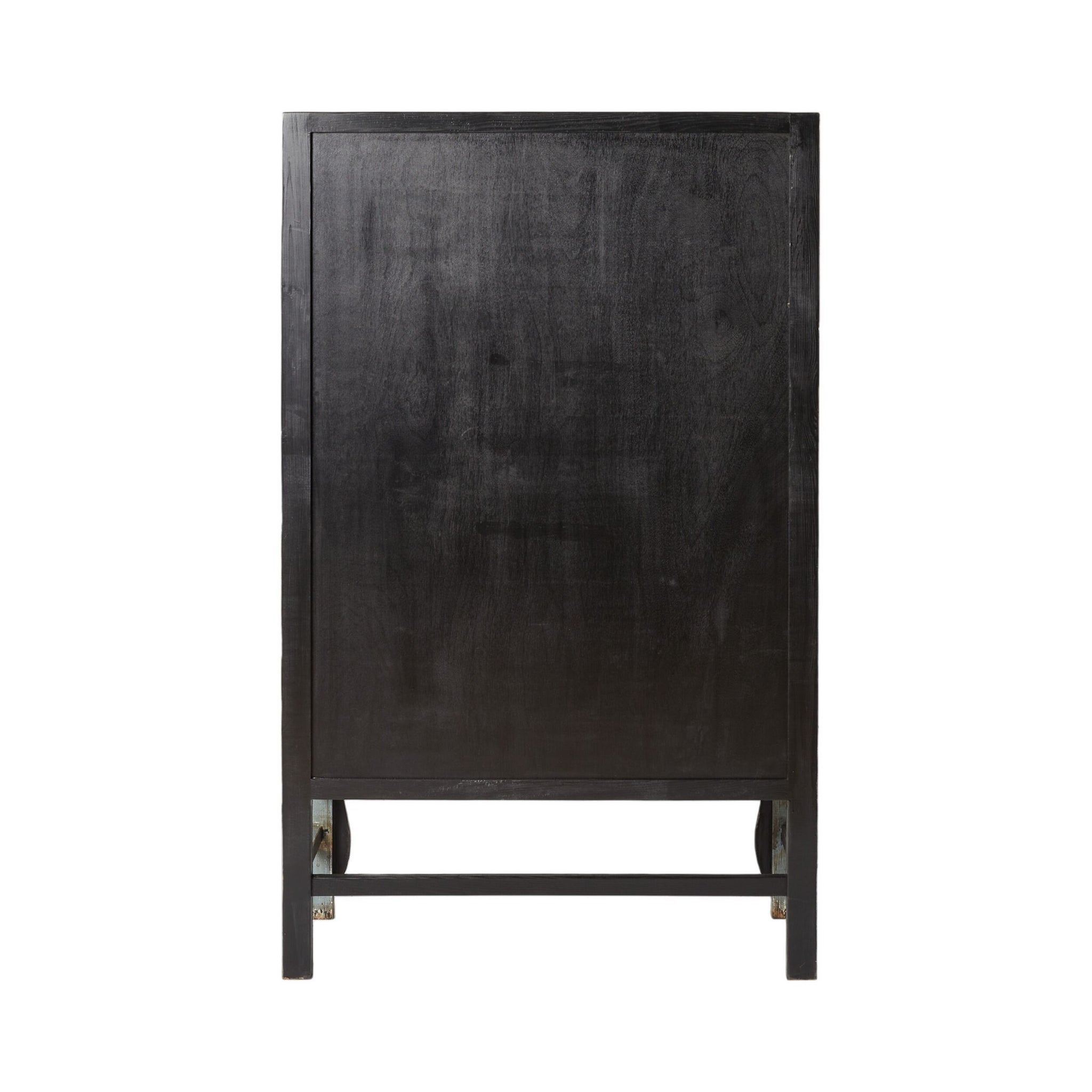 The image displays the back of the Sansha Wedding Cabinet in dove grey, crafted tall and simply from recycled pine wood with a flat surface and no visible handles or decorations.