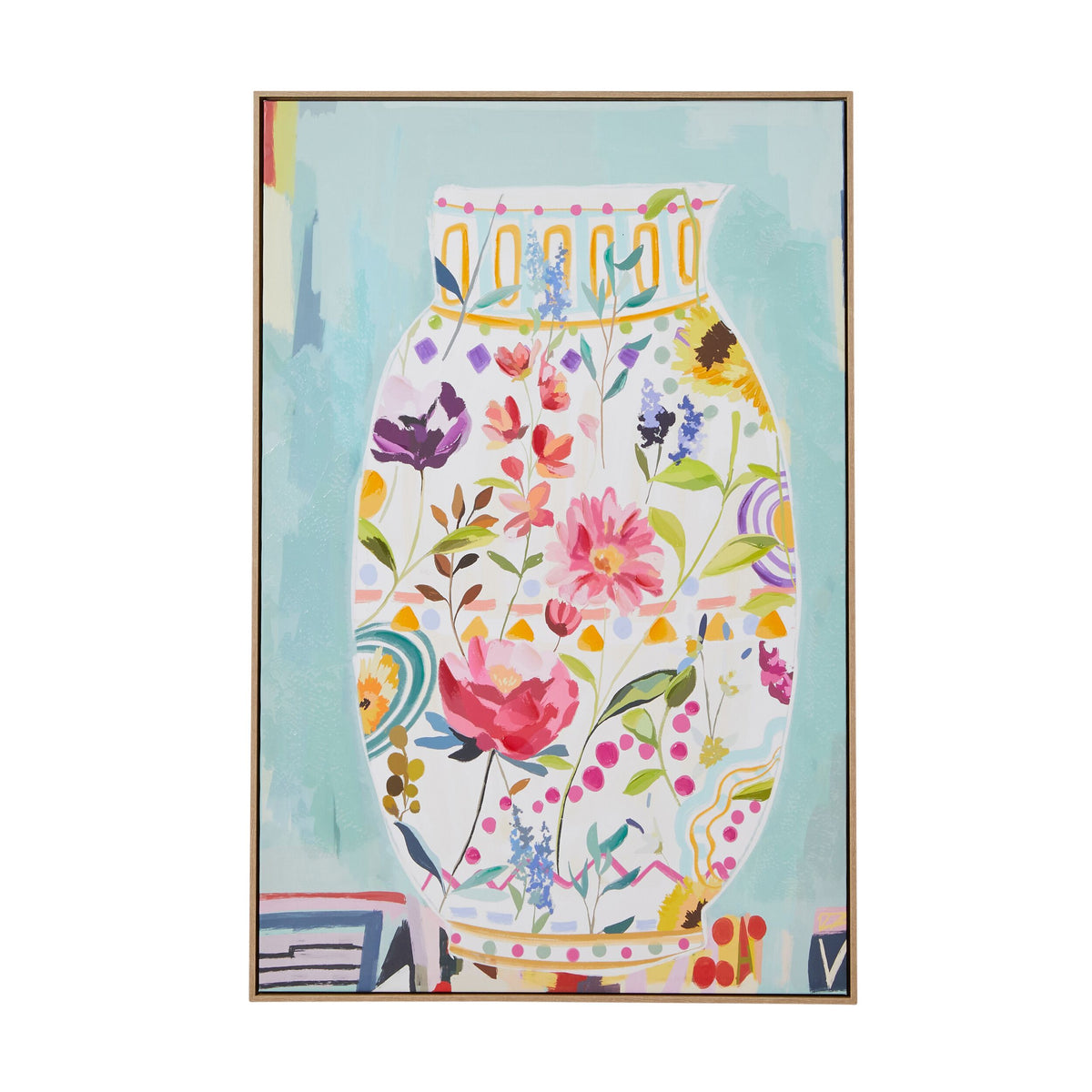 Salon Flora Ginger Jar Framed Canvas 80x120cm Early Settler AU