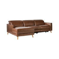 Dunaway 3 Seater Chaise Recliner Leather Sofa Dakota Mocha