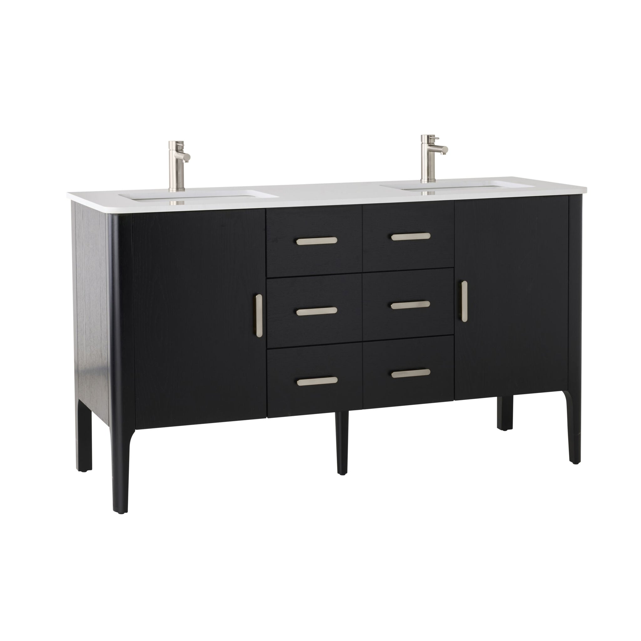 Odin Double Vanity Black Oak 1550mm