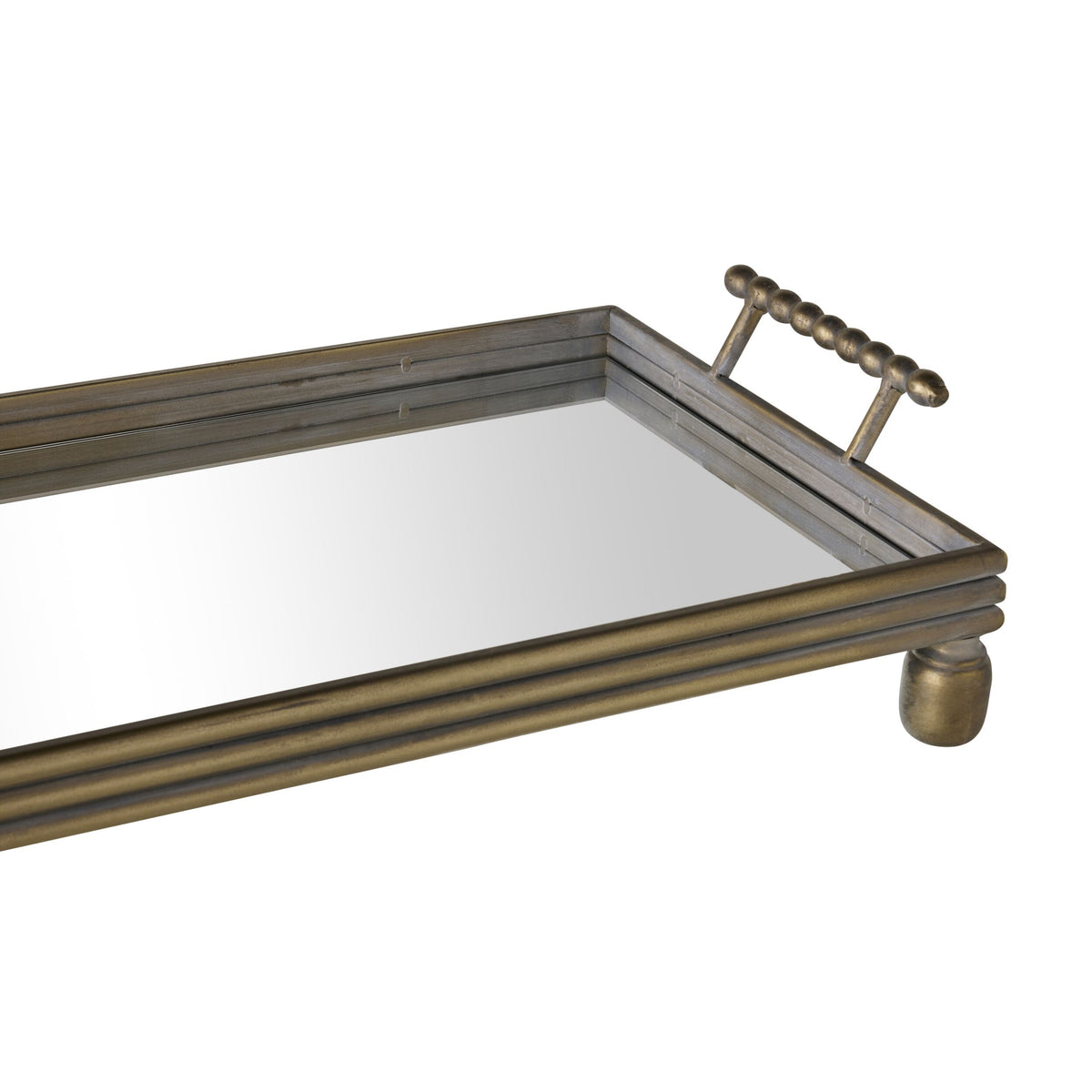 Bobble Handle Long Mirrored Tray 106cm