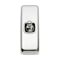 5940 Switch Flat Plate Toggle 1 Gang White Chrome Plated H82xW30mm