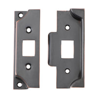 9554 Tube Latch Split Cam Face Plate & Striker Kit Rebated Antique Copper H95xW38mm