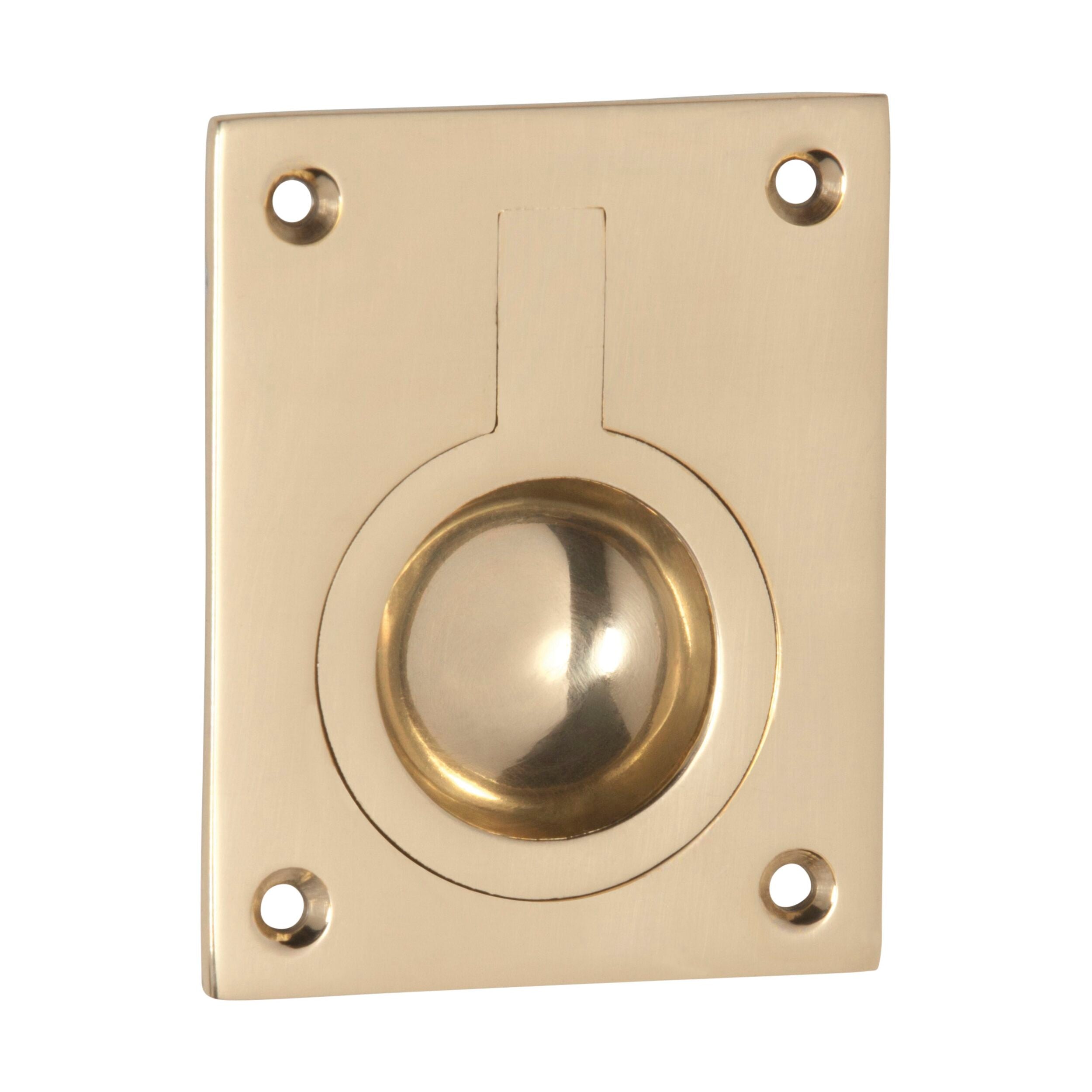 1573 Flush Ring Pull Polished Brass H63xW50mm