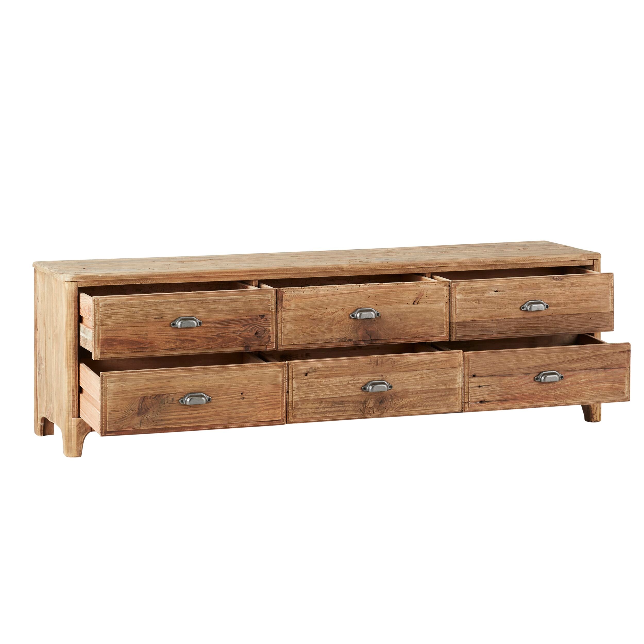 Kalise Reclaimed Timber 6 Drawer TV Unit