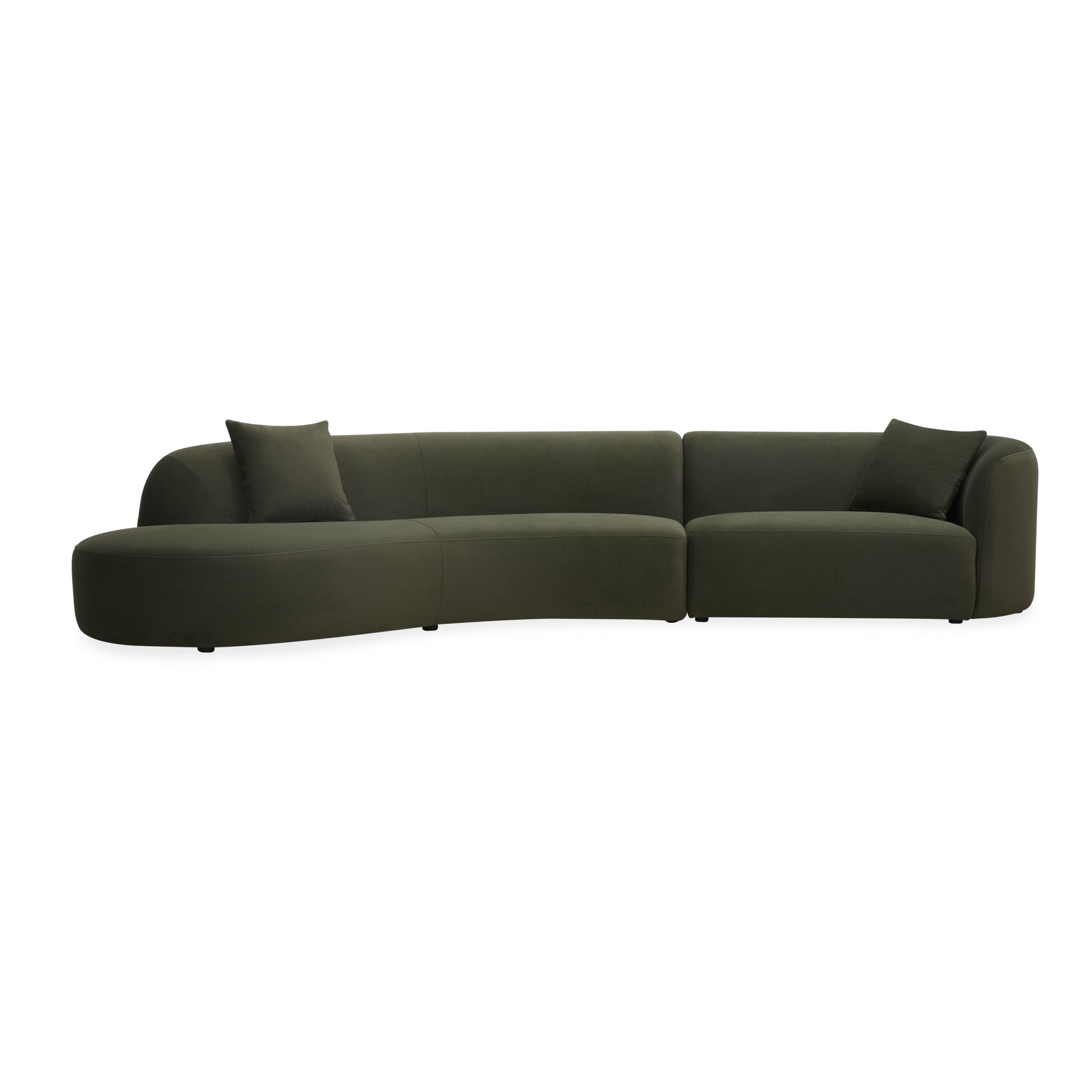 Wylder 4 Seater Curved Sofa Velvet Eucalyptus