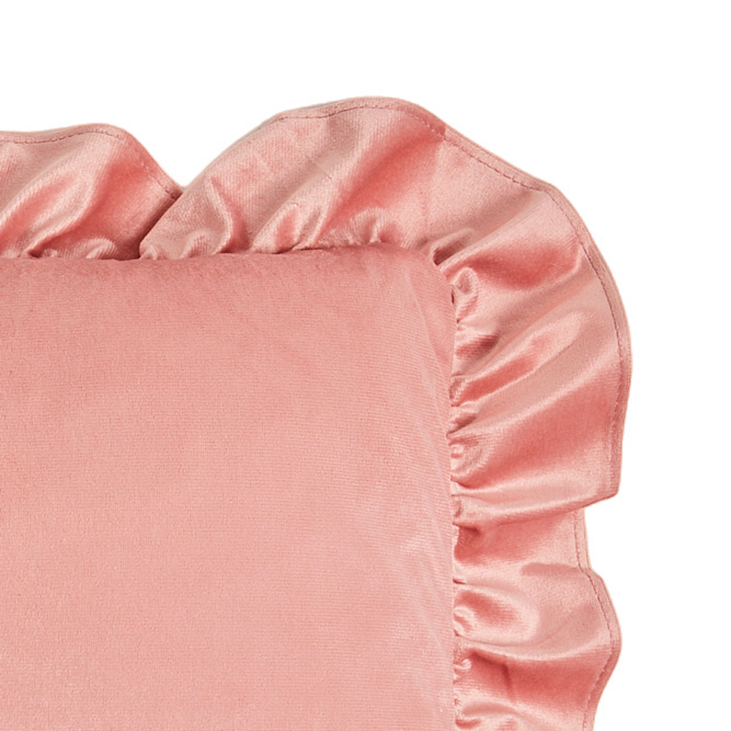 Velvet Strawberry Pink Flounce Cushion 30x50cm