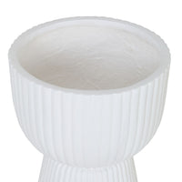 Ribbed Pedestal Urn White 54cm