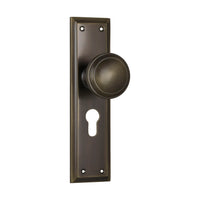 0724E Door Knob Milton Euro Pair Antique Brass H200xW50xP73mm