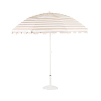 Amalfi Umbrella Scallop Edge Taupe/White Stripe