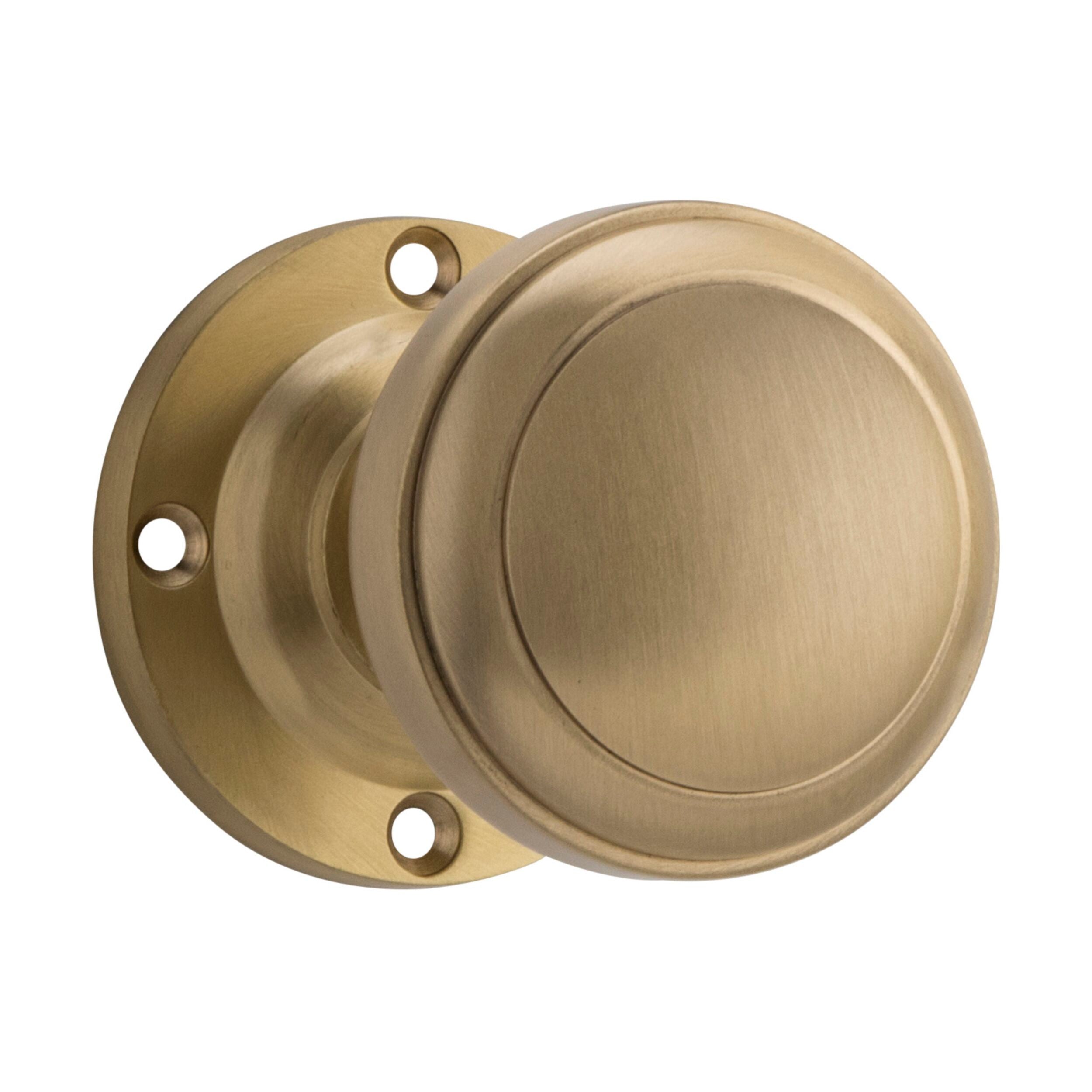 6649 Door Knob Milton Round Rose Pair Satin Brass D54xP65mm BP57mm