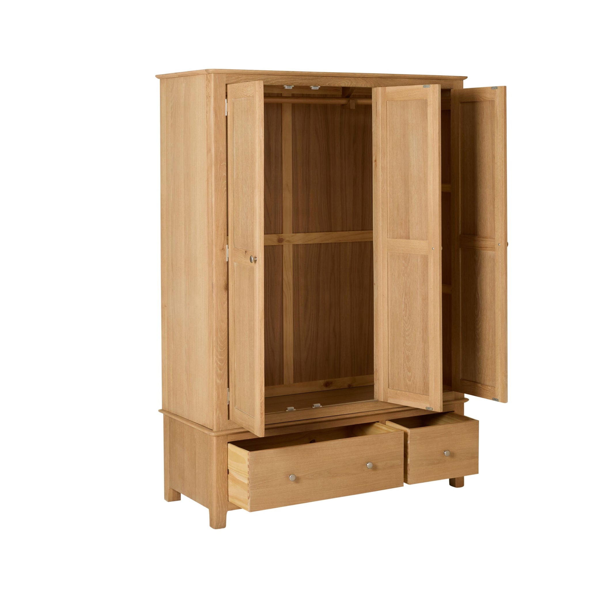 Oakridge 2 Drawer 3 Door Wardrobe Light Oak