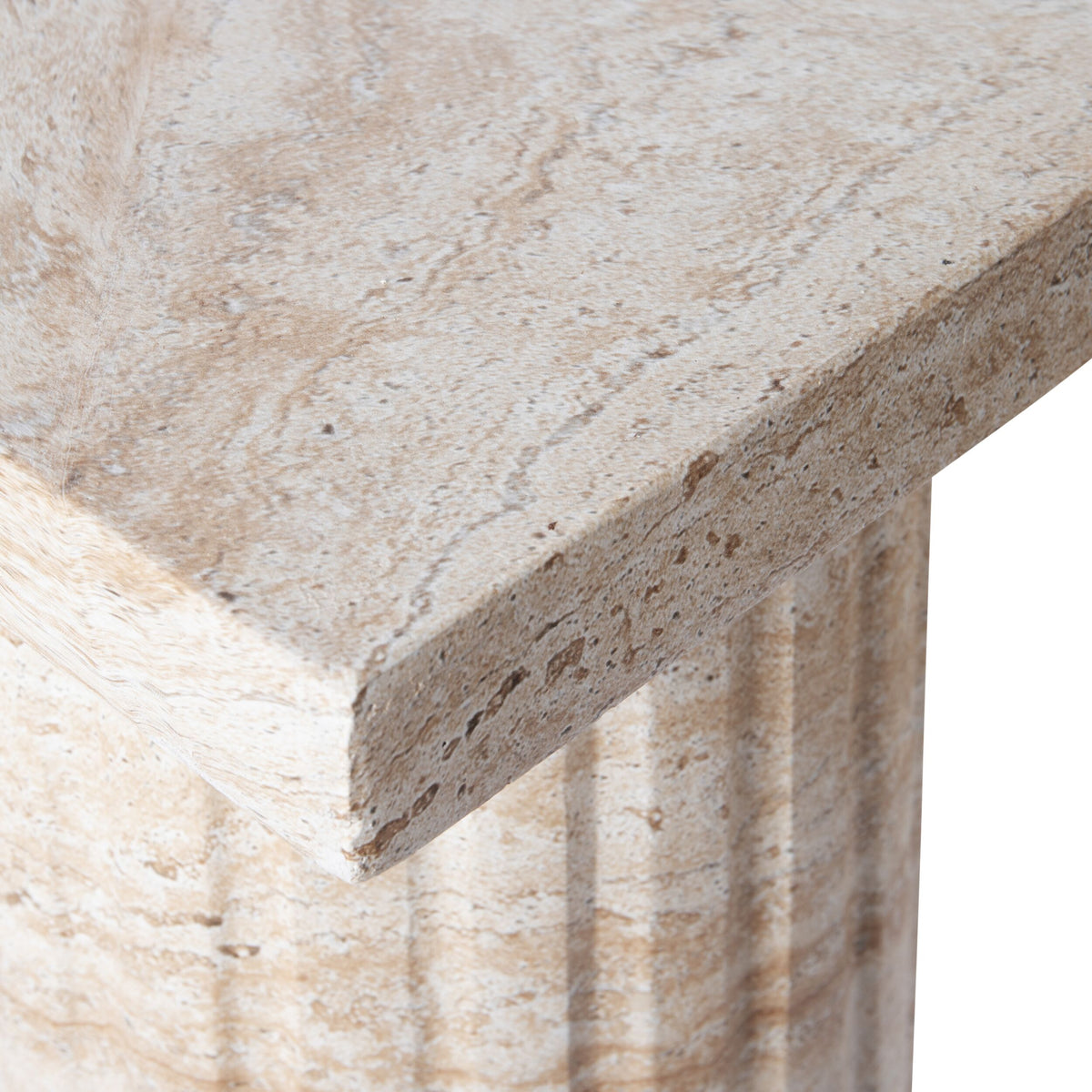 Column Pedestal Faux Travertine Plant Stand
