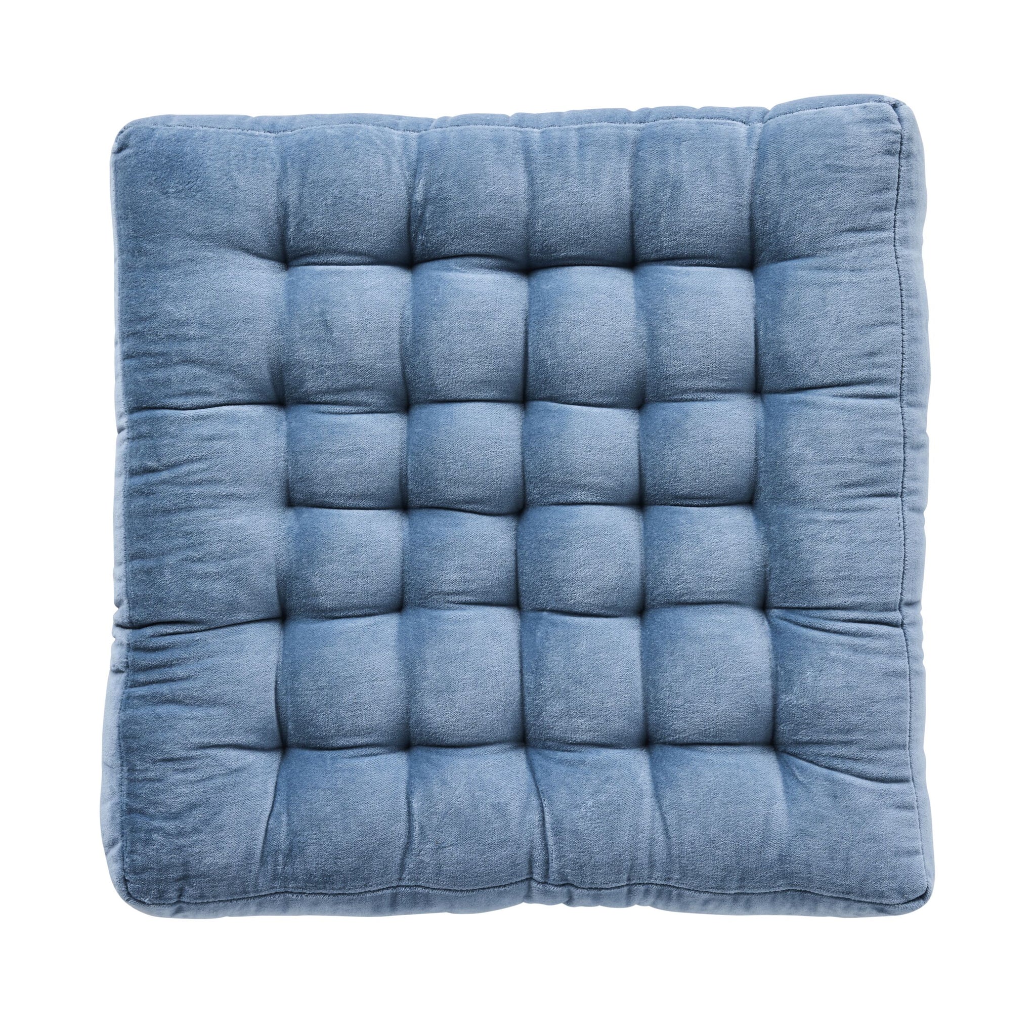Samy Cotton Velvet Sky Blue Seat Cushion