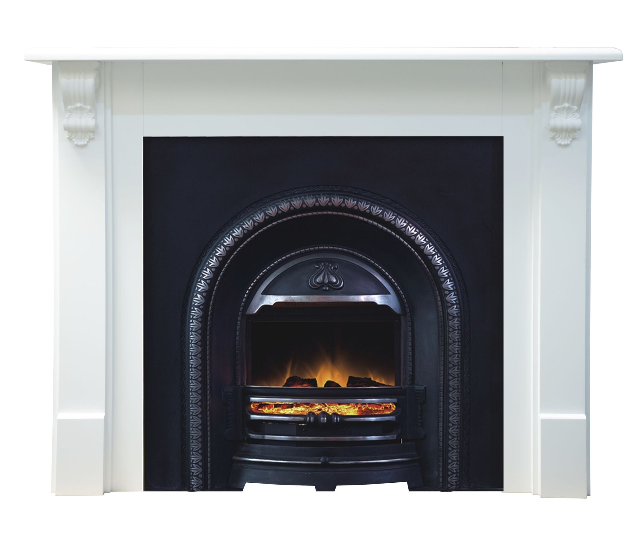 Belford White Mantel with Regent Electric Insert Package
