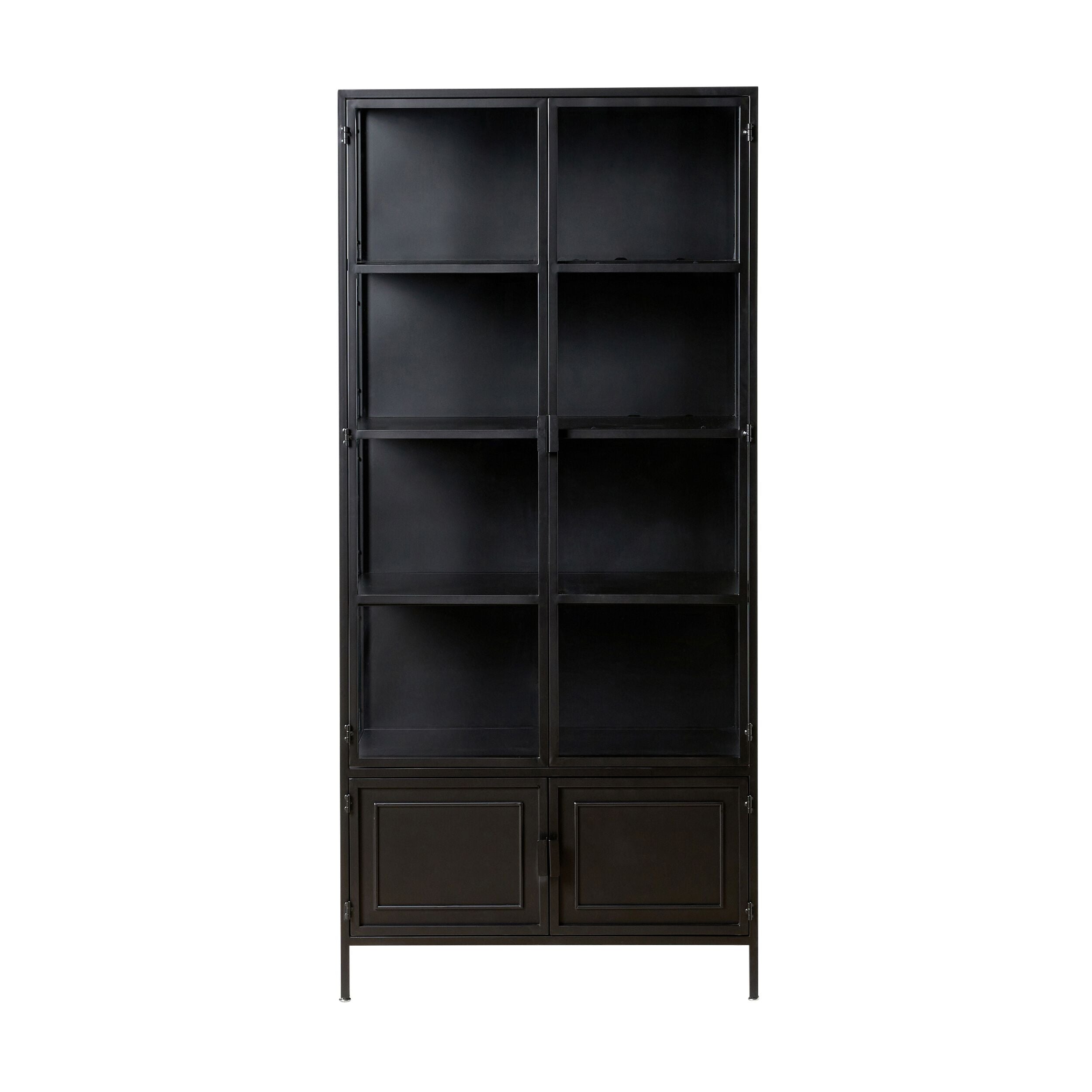 Nero 4 Door Display Cabinet 201 x 92cm Black