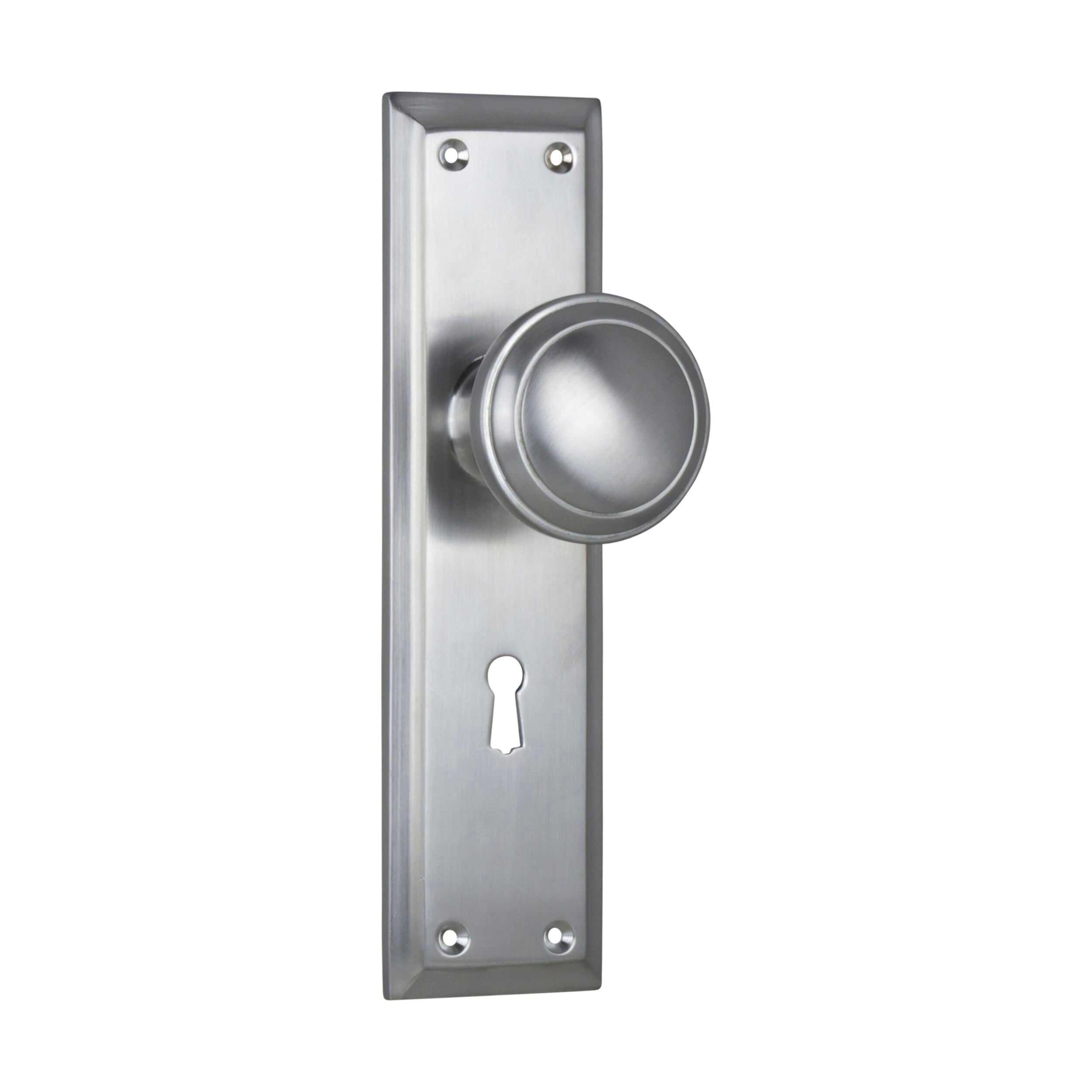 0737 Door Knob Milton Lock Pair Satin Chrome H200xW50xP73mm