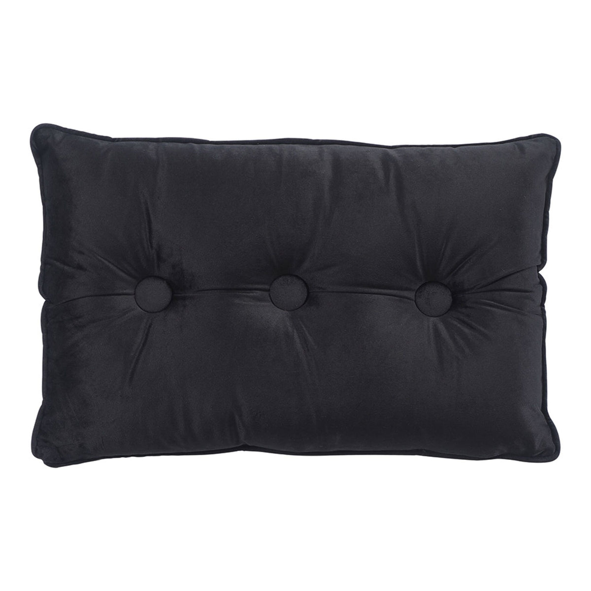 Midnight Max Black Decorative Button Cushion 60x40cm – Early Settler AU