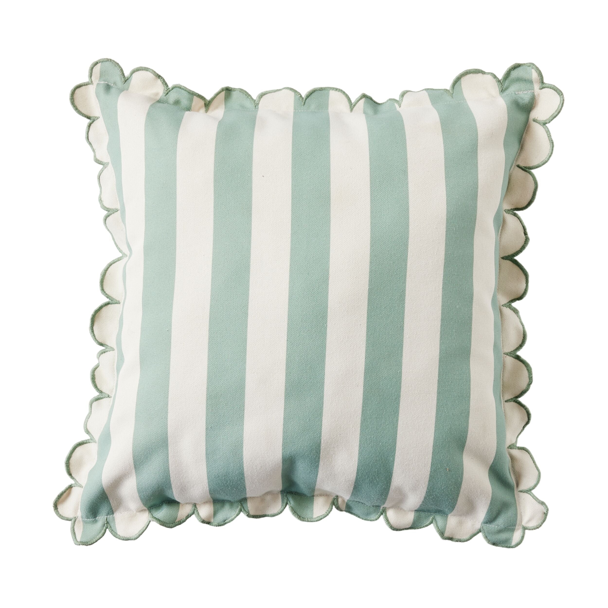 Aruba Scallop Edge Stripe Soft Green Cushion 45x45 – Early Settler
