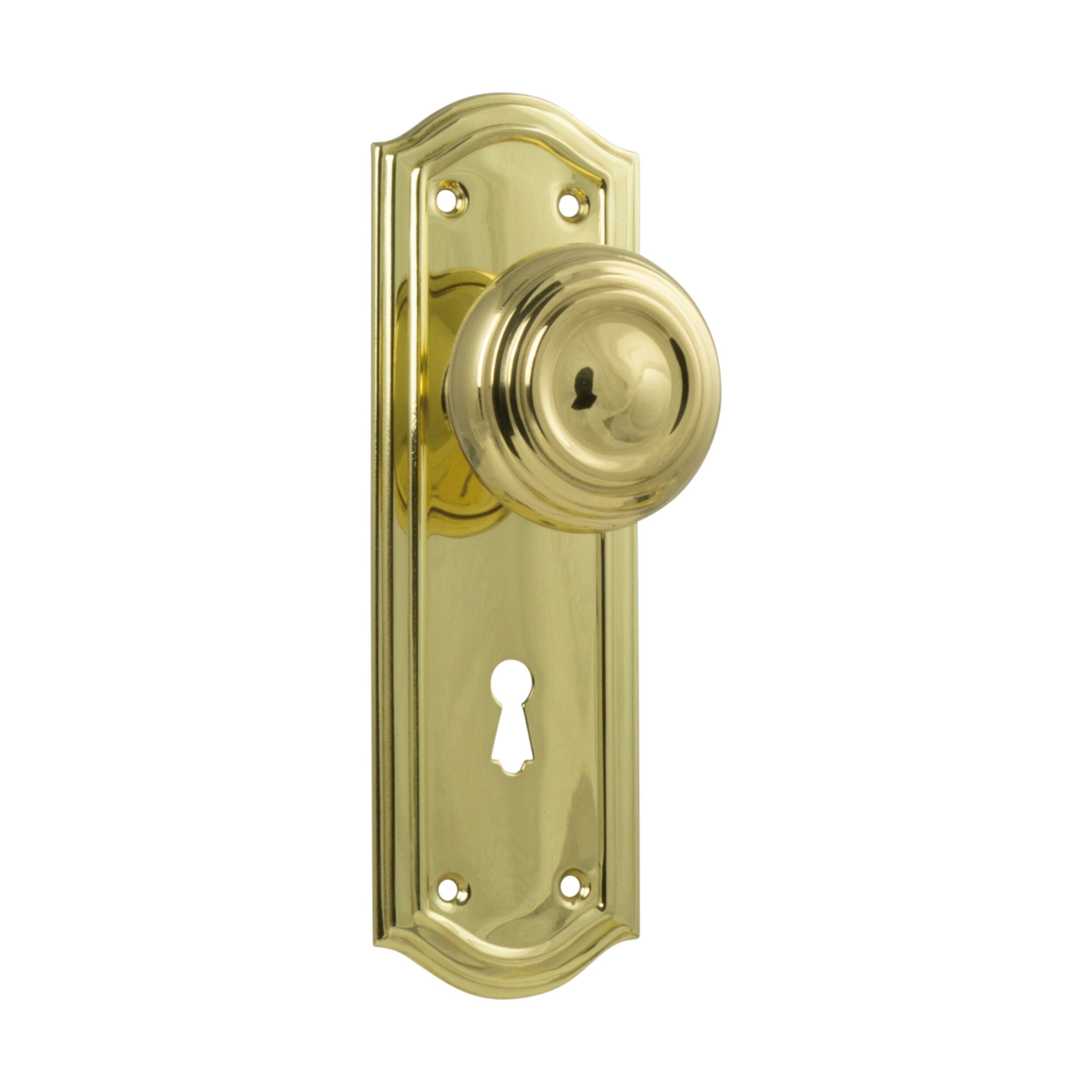 1073 Door Knob Kensington Lock Pair Polished Brass H175xP57xW58mm