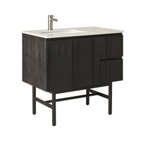 Ezra Single Bathroom Vanity Mahogany with Stone Top 910mm Package