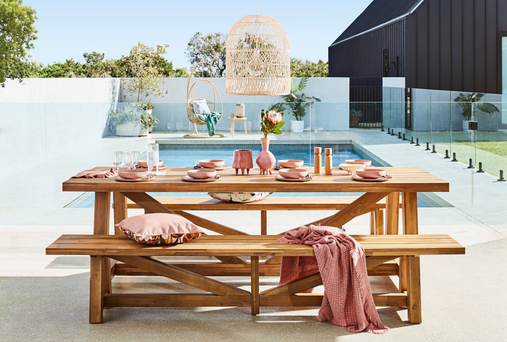 Antigua Dining Table 255cm with 2 Antigua Benches Package