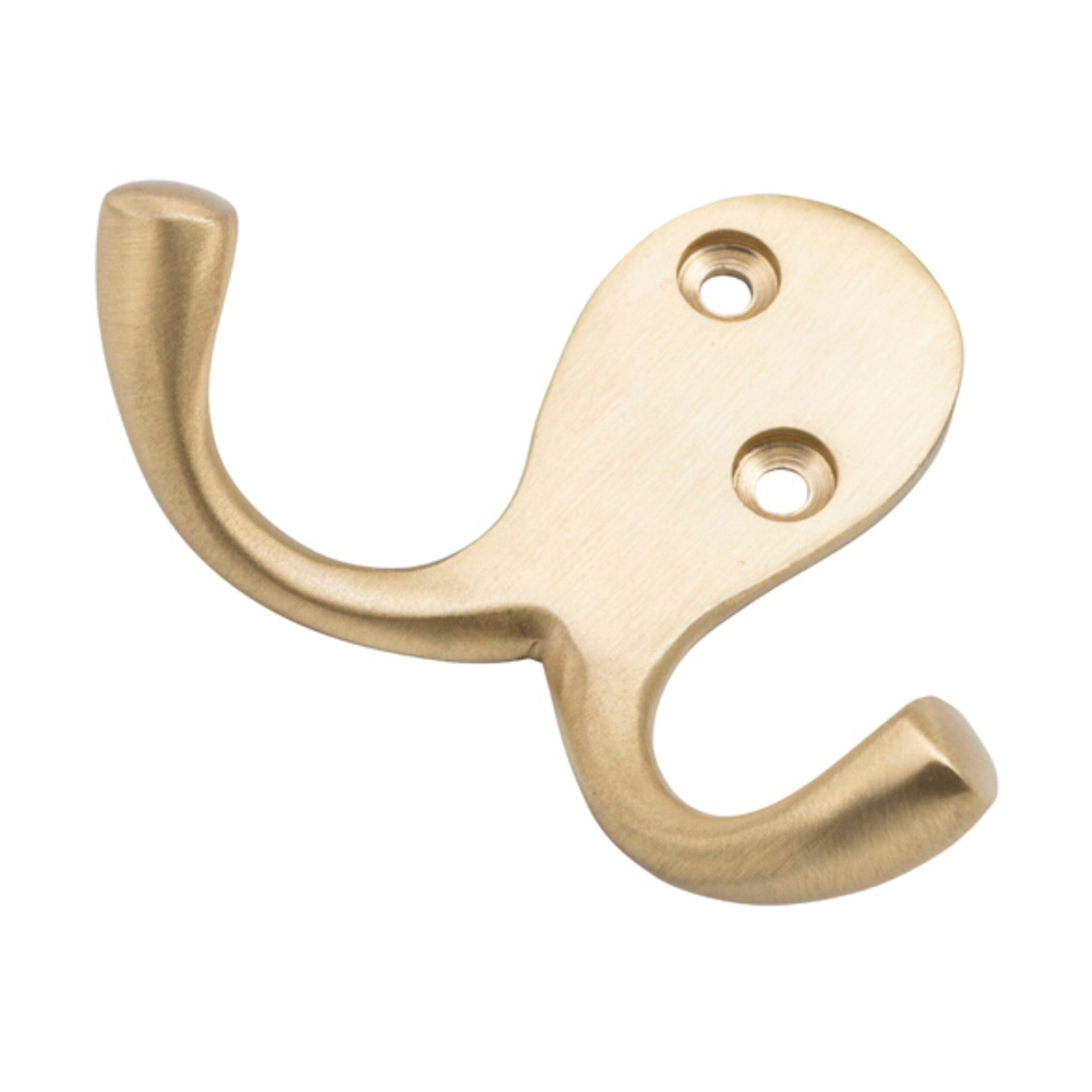 6704 Robe Hook Double Satin Brass H75xP30mm