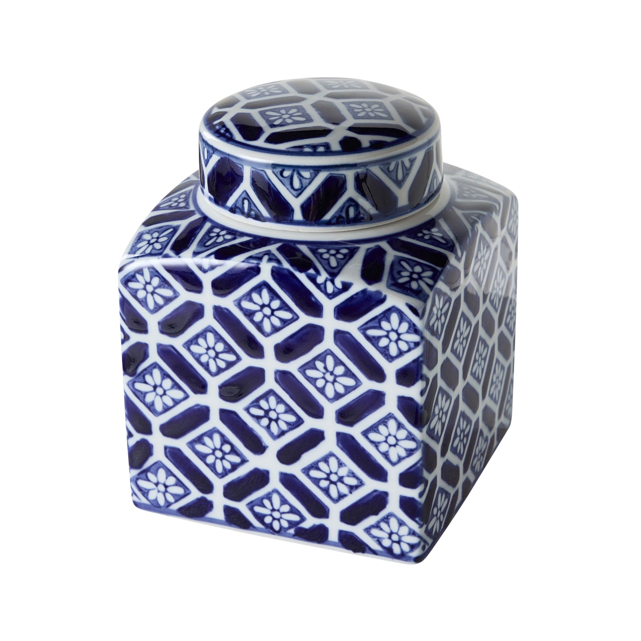 Celadon Daisy Tile Jar Medium