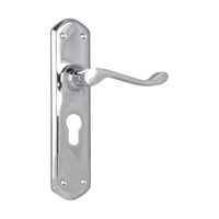 0890E Door Lever Windsor Euro Pair Chrome Plated H200xP60xW45mm