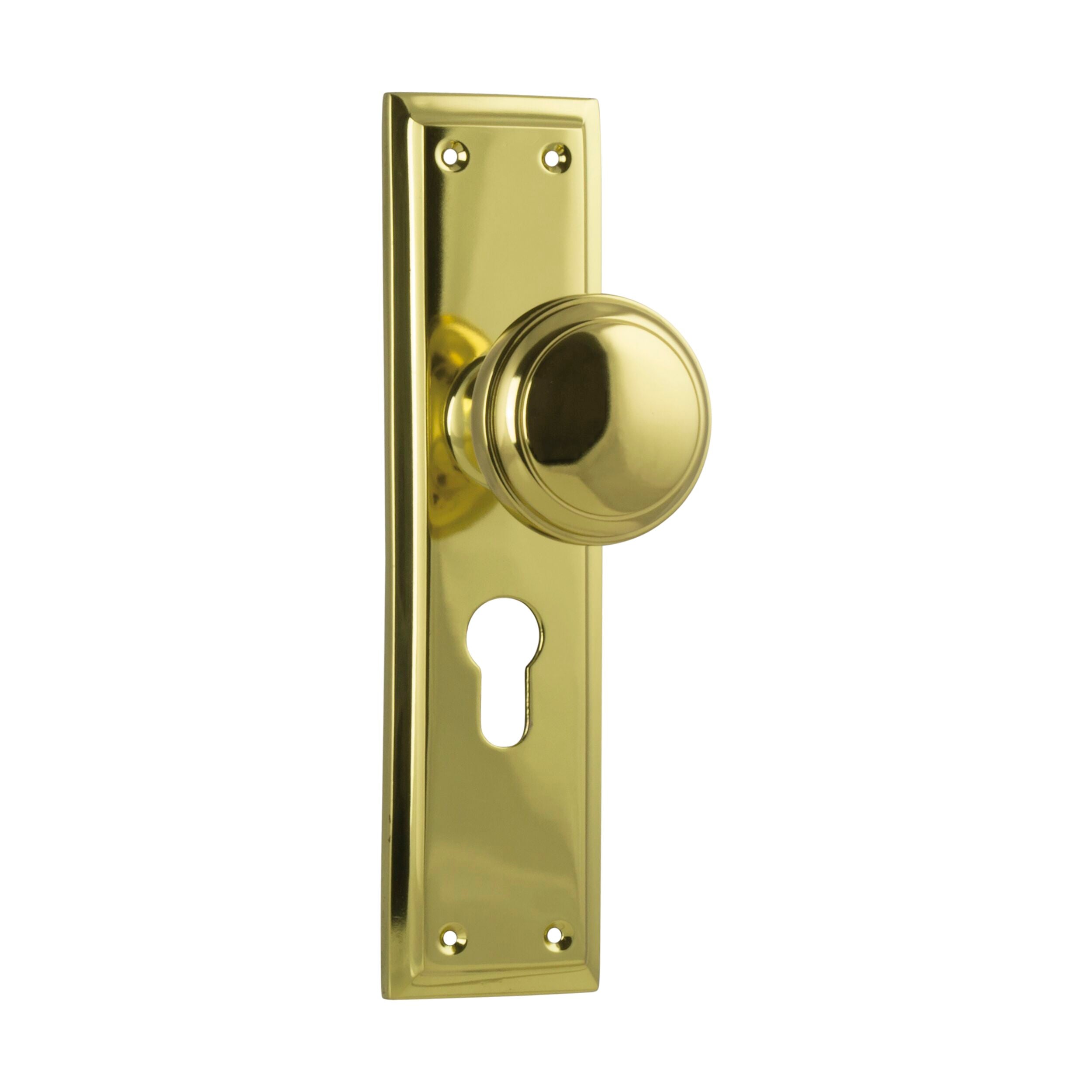 0720E Door Knob Milton Euro Pair Polished Brass H200xW50xP73mm