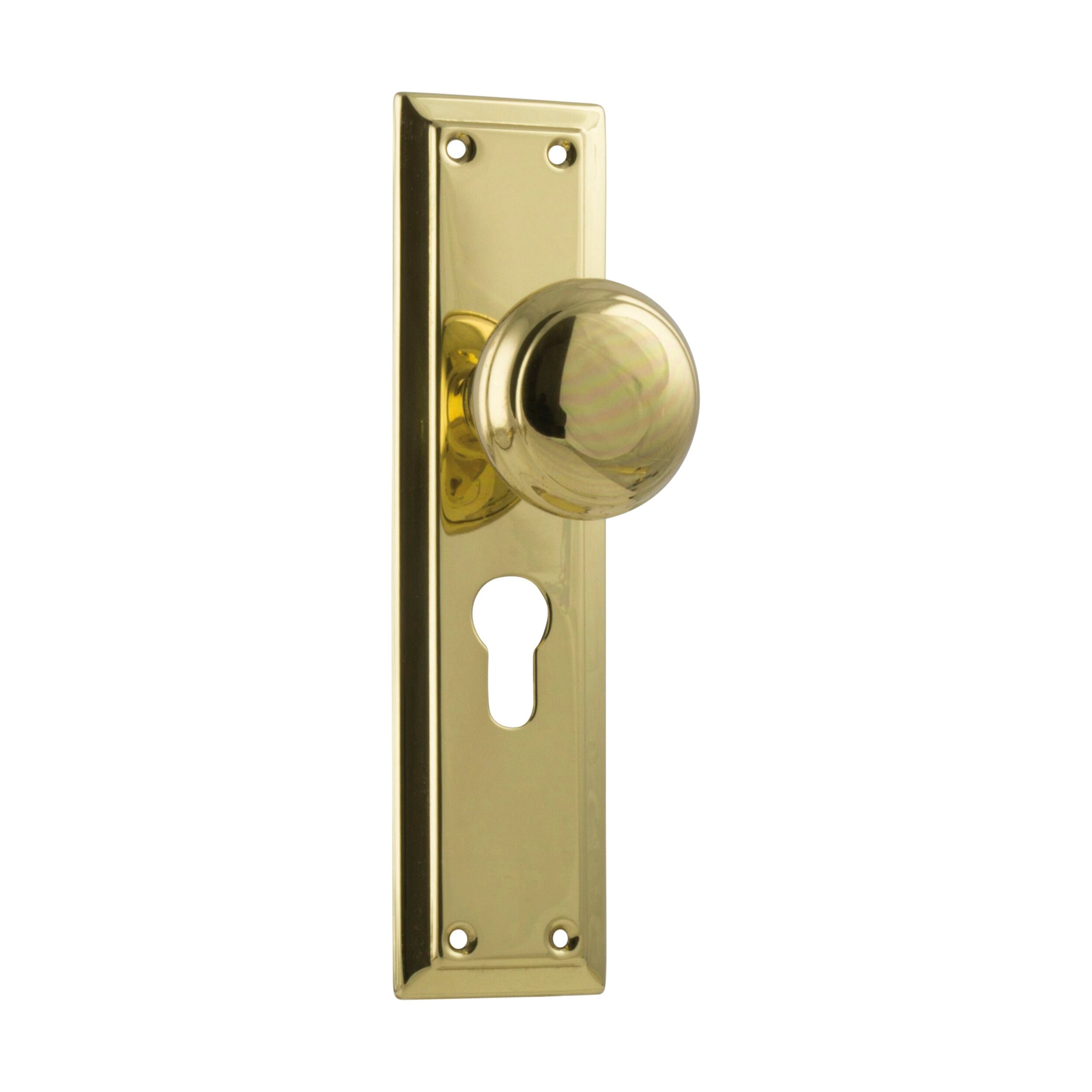 0981E Door Knob Richmond Euro Pair Polished Brass H200xW50xP62mm