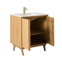 Remi Single Bathroom Vanity Teak with Stone Top 760mm Package