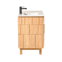 Asher Single Bathroom Vanity Teak with Stone Top 910mm Package