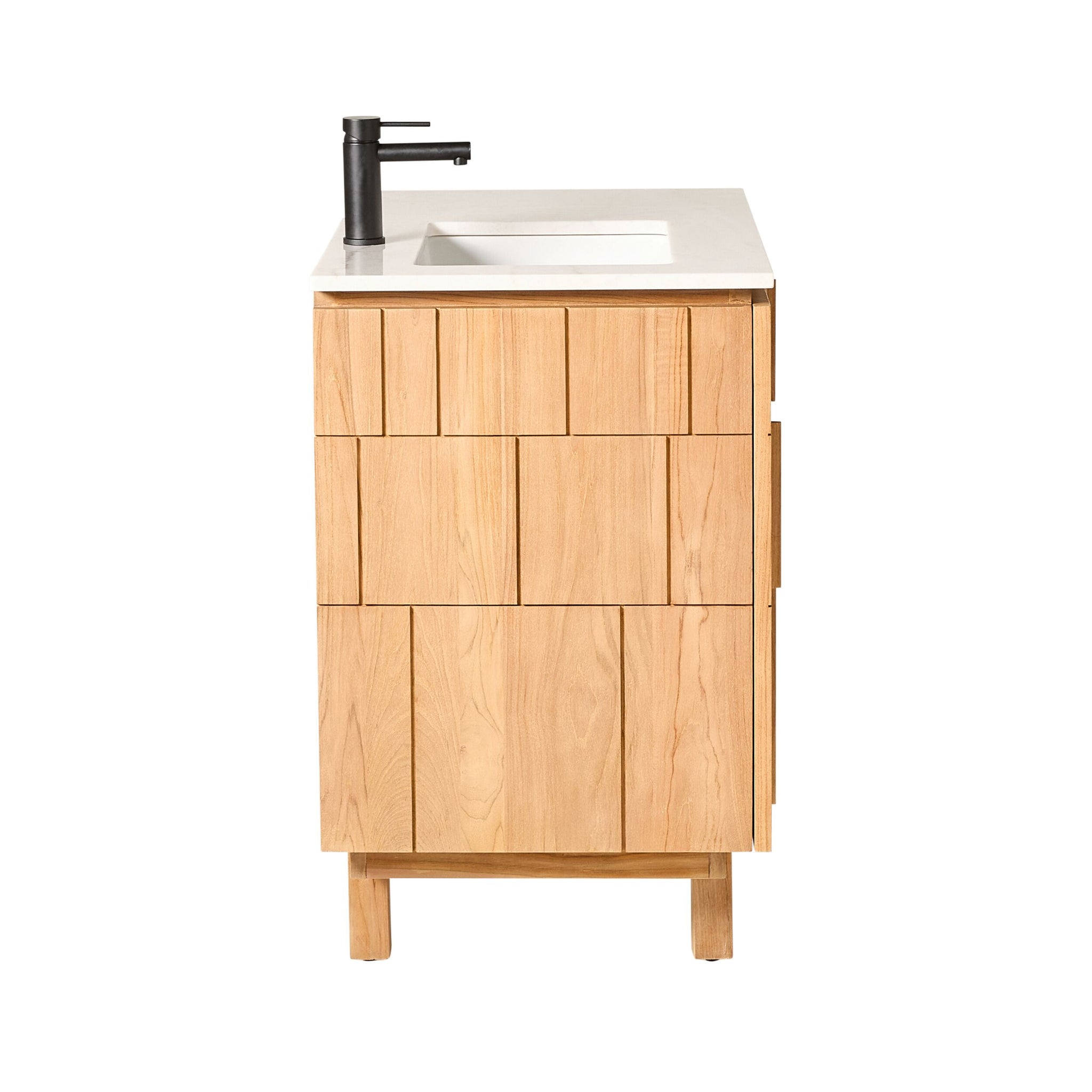 Asher Single Bathroom Vanity Teak with Stone Top 910mm Package