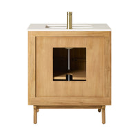 Remi Single Bathroom Vanity Teak with Stone Top 760mm Package